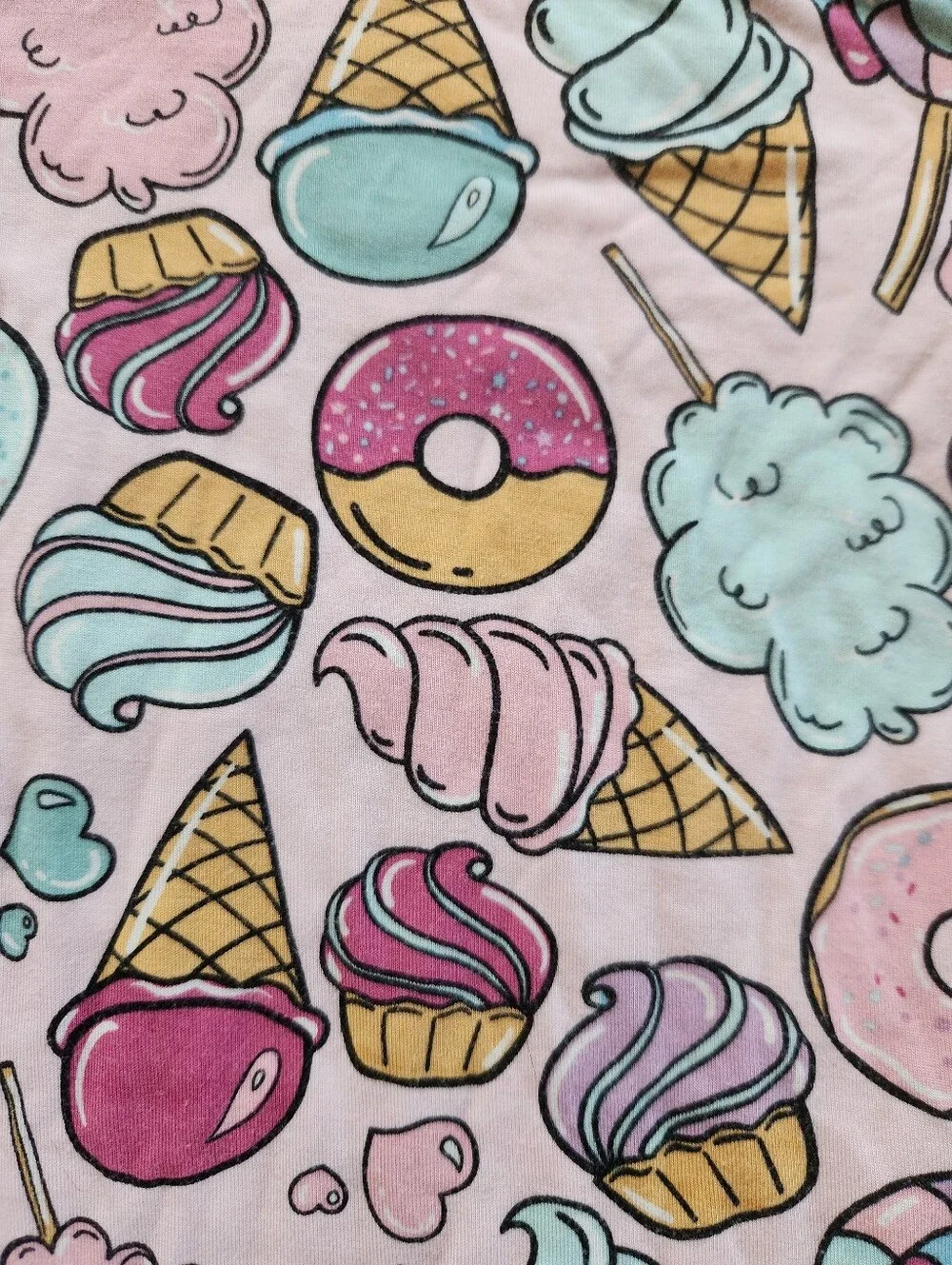 Little Sleepies 2 Piece Pajamas Pink Sweet Treats Long Sleeves Size 7/8